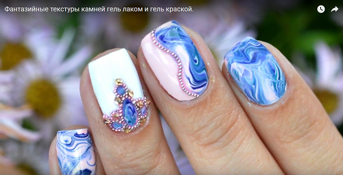 Мастер класс от блогера Танюша "Фантазийные текстуры камней гель лаком и гель краской"