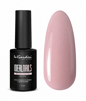 База нежно-розовая с блестками каучуковая камуфлирующая серии IDEALNAILS (brilliant pale pink), 11 мл